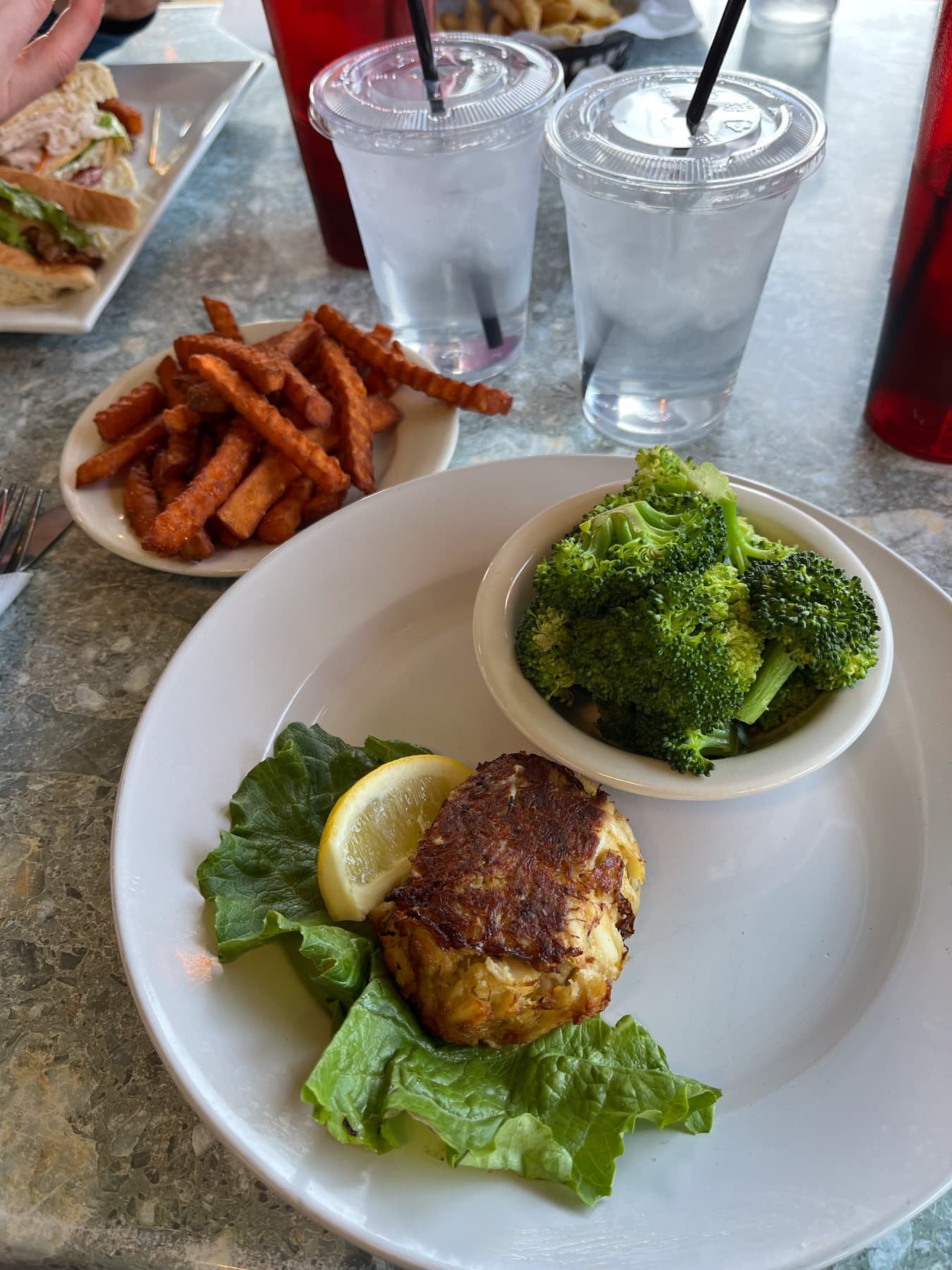 crab cake from portside seafood restaurant in cambridge