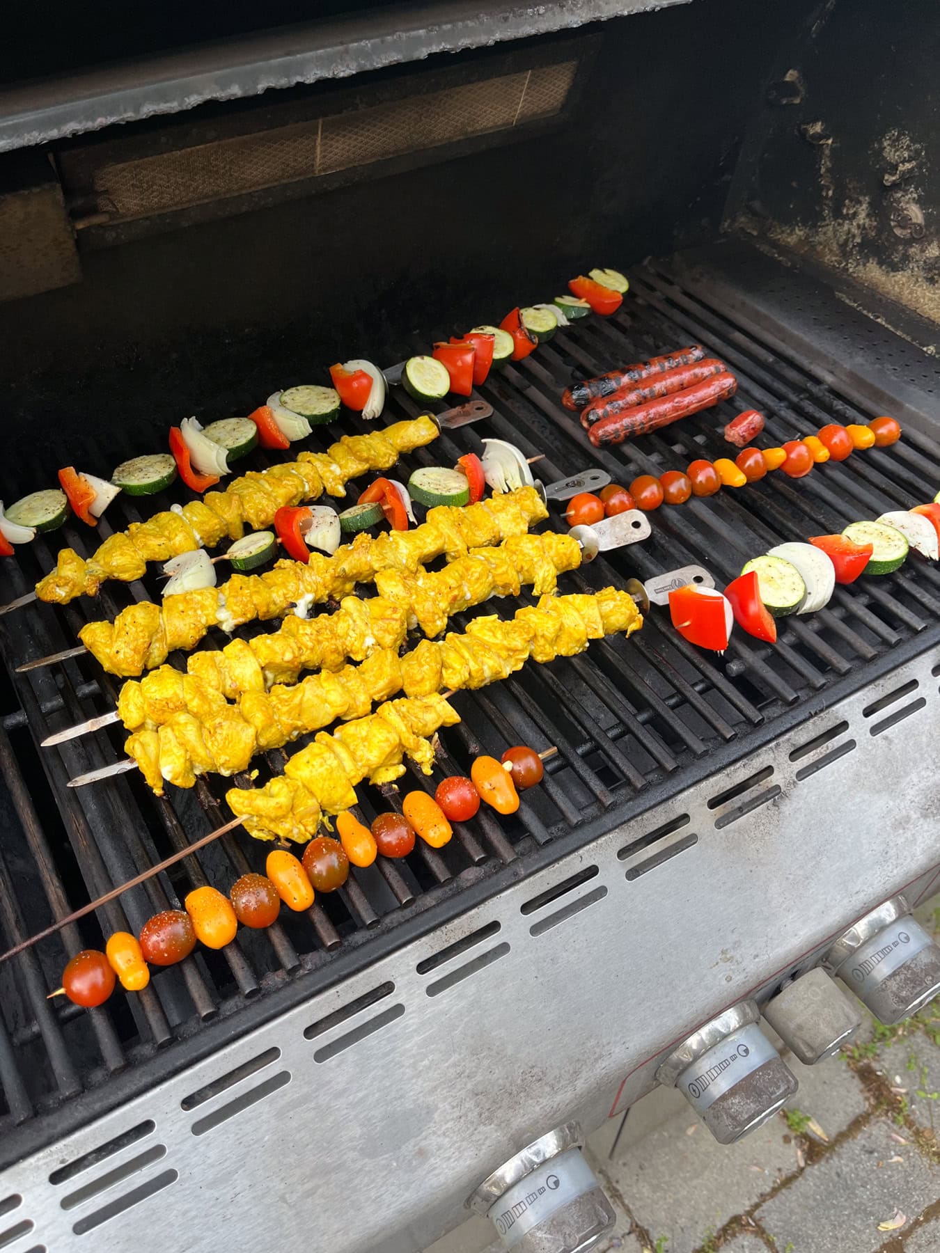 kabobs on a grill