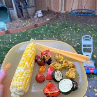 corn with kabobs